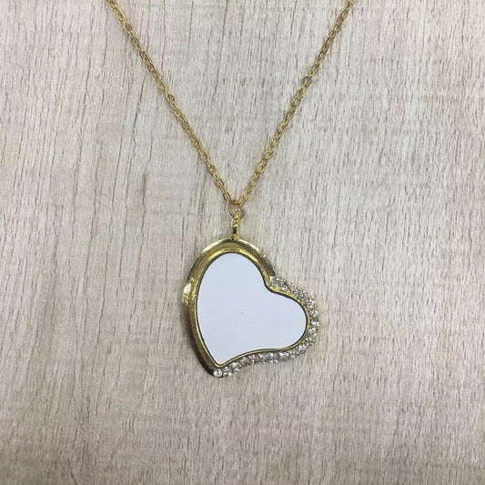 Sublimation Blank Sideways Heart Necklace| Same Day Shipping